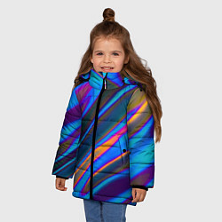 Куртка зимняя для девочки Глитч галограмма радужная, цвет: 3D-светло-серый — фото 2