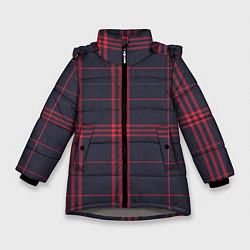 Куртка зимняя для девочки Красно-черная клетка, цвет: 3D-светло-серый