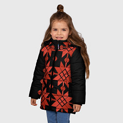 Куртка зимняя для девочки Удмуртский - вертикаль black, цвет: 3D-черный — фото 2