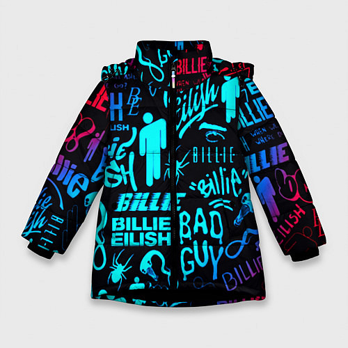 Зимняя куртка для девочки Billie Eilish neon pattern / 3D-Черный – фото 1