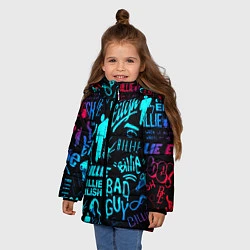 Куртка зимняя для девочки Billie Eilish neon pattern, цвет: 3D-красный — фото 2