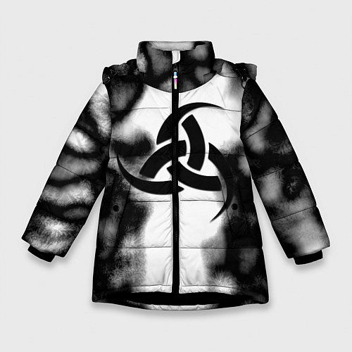 Зимняя куртка для девочки Скандинавский узор душа / 3D-Черный – фото 1