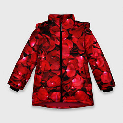 Куртка зимняя для девочки Лепестки алых роз, цвет: 3D-красный