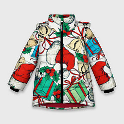 Зимняя куртка для девочки Узор с новогодними падарками