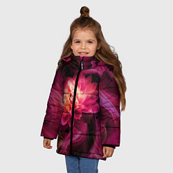 Куртка зимняя для девочки Розовый цветок в огне - нейросеть, цвет: 3D-черный — фото 2