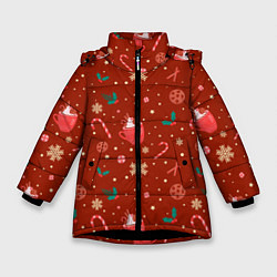 Зимняя куртка для девочки Паттерн новогодняя пижама