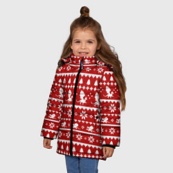 Куртка зимняя для девочки Dragon year pattern, цвет: 3D-красный — фото 2