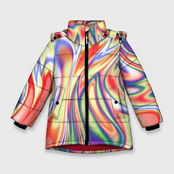 Куртка зимняя для девочки Размытые краски абстракция, цвет: 3D-красный