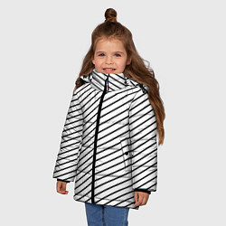 Куртка зимняя для девочки Черно-белые полосы паттерн, цвет: 3D-черный — фото 2