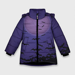 Куртка зимняя для девочки Летучие мыши шабаш, цвет: 3D-черный