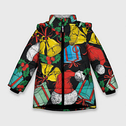 Зимняя куртка для девочки Узор с рождественскими колокольчиками