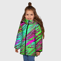 Куртка зимняя для девочки Разноцветные брызги зелёные и розовые, цвет: 3D-светло-серый — фото 2