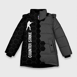 Куртка зимняя для девочки Counter Strike glitch на темном фоне: по-вертикали, цвет: 3D-черный