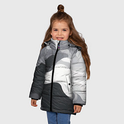 Куртка зимняя для девочки Волны монохрома, цвет: 3D-черный — фото 2