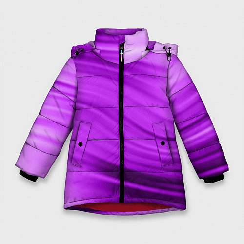 Зимняя куртка для девочки Розово фиолетовый абстрактный узор волны / 3D-Красный – фото 1