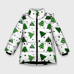 Зимняя куртка для девочки Узор с зелеными елочками