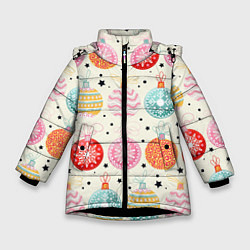 Зимняя куртка для девочки Разноцветные новогодние шары