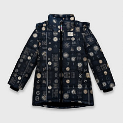 Куртка зимняя для девочки Загадка ребус из цифр и знаков, цвет: 3D-черный