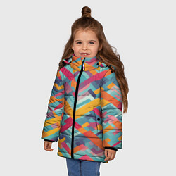 Куртка зимняя для девочки Жёлтые ретро стрелки, цвет: 3D-светло-серый — фото 2