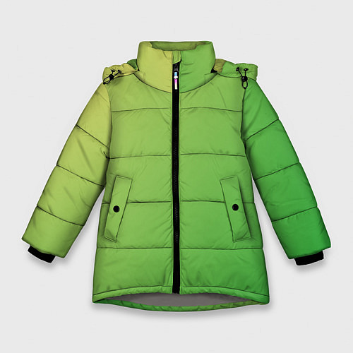 Зимняя куртка для девочки Градиент - зеленый лайм / 3D-Светло-серый – фото 1