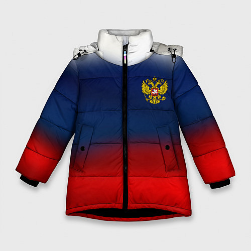 Зимняя куртка для девочки Символика России герб / 3D-Черный – фото 1