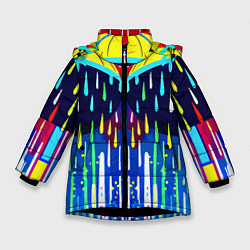 Куртка зимняя для девочки Два зонтика под дождём - нейросеть, цвет: 3D-черный