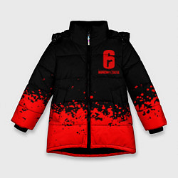Куртка зимняя для девочки Rainbow Six красные краски, цвет: 3D-черный