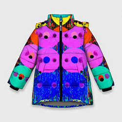 Зимняя куртка для девочки Паттерн из дисков - неон - нейросеть