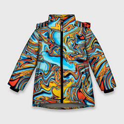 Куртка зимняя для девочки Абстрактная диффузия, цвет: 3D-светло-серый