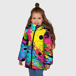 Куртка зимняя для девочки Цветная абстракция - живопись, цвет: 3D-светло-серый — фото 2