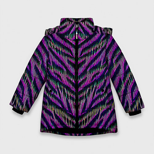 Зимняя куртка для девочки Mirror abstraction - neural network / 3D-Черный – фото 1