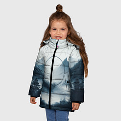 Куртка зимняя для девочки Утренние горы, цвет: 3D-черный — фото 2