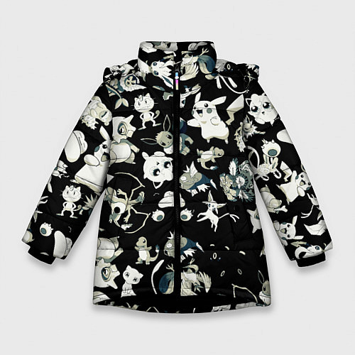Зимняя куртка для девочки Пикачу и сборник аниме покемонов / 3D-Черный – фото 1