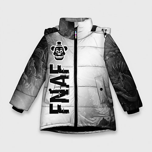 Зимняя куртка для девочки FNAF glitch на светлом фоне по-вертикали / 3D-Черный – фото 1