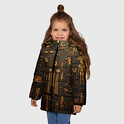 Куртка зимняя для девочки Арт в стиле египетских письмен, цвет: 3D-черный — фото 2