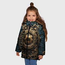 Куртка зимняя для девочки Орнамент в кельтском стиле, цвет: 3D-черный — фото 2