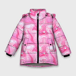 Куртка зимняя для девочки Розовые разводы краски, цвет: 3D-светло-серый