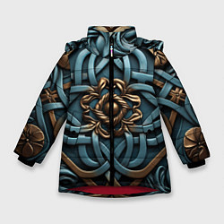 Куртка зимняя для девочки Симметричный орнамент в кельтской стилистике, цвет: 3D-красный