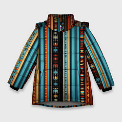 Зимняя куртка для девочки Этнический паттерн в вертикальную полоску