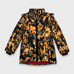 Куртка зимняя для девочки Мазки коричневой краски, цвет: 3D-красный