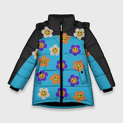 Куртка зимняя для девочки Ромашковое поле улыбок, цвет: 3D-черный
