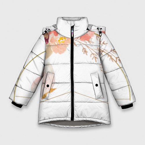 Зимняя куртка для девочки Make love - not war / 3D-Светло-серый – фото 1