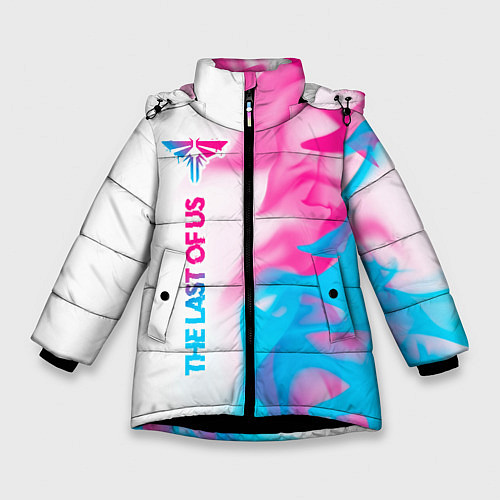 Зимняя куртка для девочки The Last Of Us neon gradient style по-вертикали / 3D-Черный – фото 1