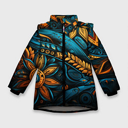 Зимняя куртка для девочки Узор с растительными элементами