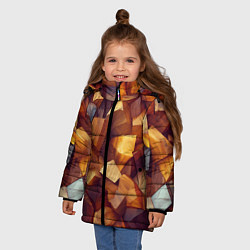 Куртка зимняя для девочки Паттерн камни и кристаллы, цвет: 3D-черный — фото 2