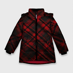 Куртка зимняя для девочки Тёмно-красная шотландская клетка, цвет: 3D-красный