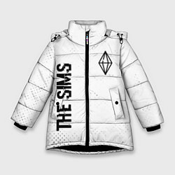 Куртка зимняя для девочки The Sims glitch на светлом фоне вертикально, цвет: 3D-черный