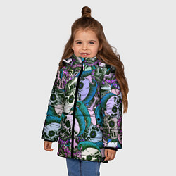 Куртка зимняя для девочки Череп панк паттерн, цвет: 3D-черный — фото 2