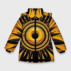 Куртка зимняя для девочки Желто-черный узор в африканском стиле, цвет: 3D-черный