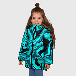 Куртка зимняя для девочки Абстракция плазма бирюзовый, цвет: 3D-черный — фото 2